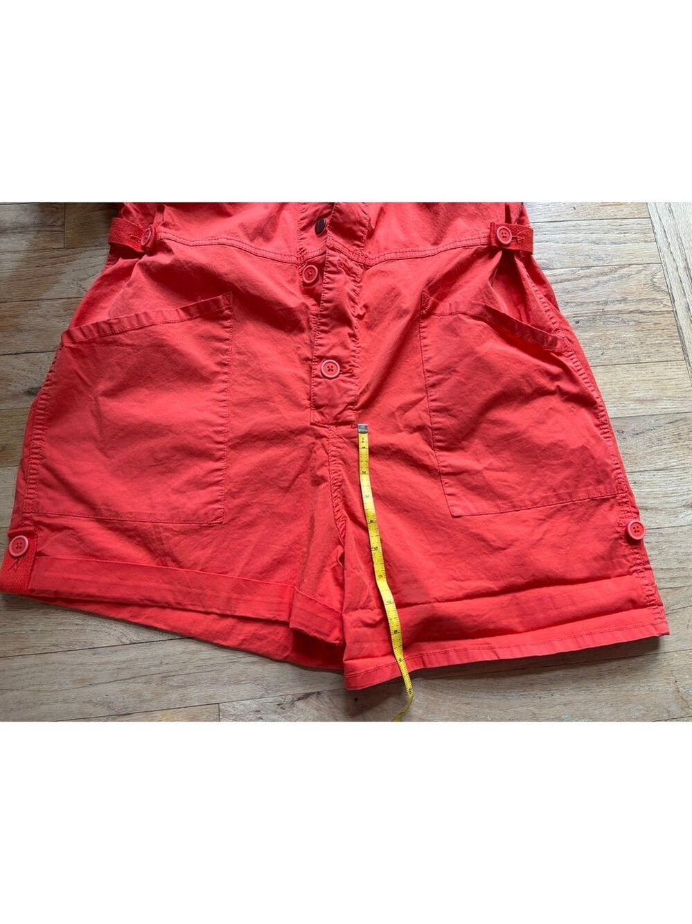 Anthropologie PISTOLA size Large Parker Shorts Romper in Blood Orange - Picture 10 of 11